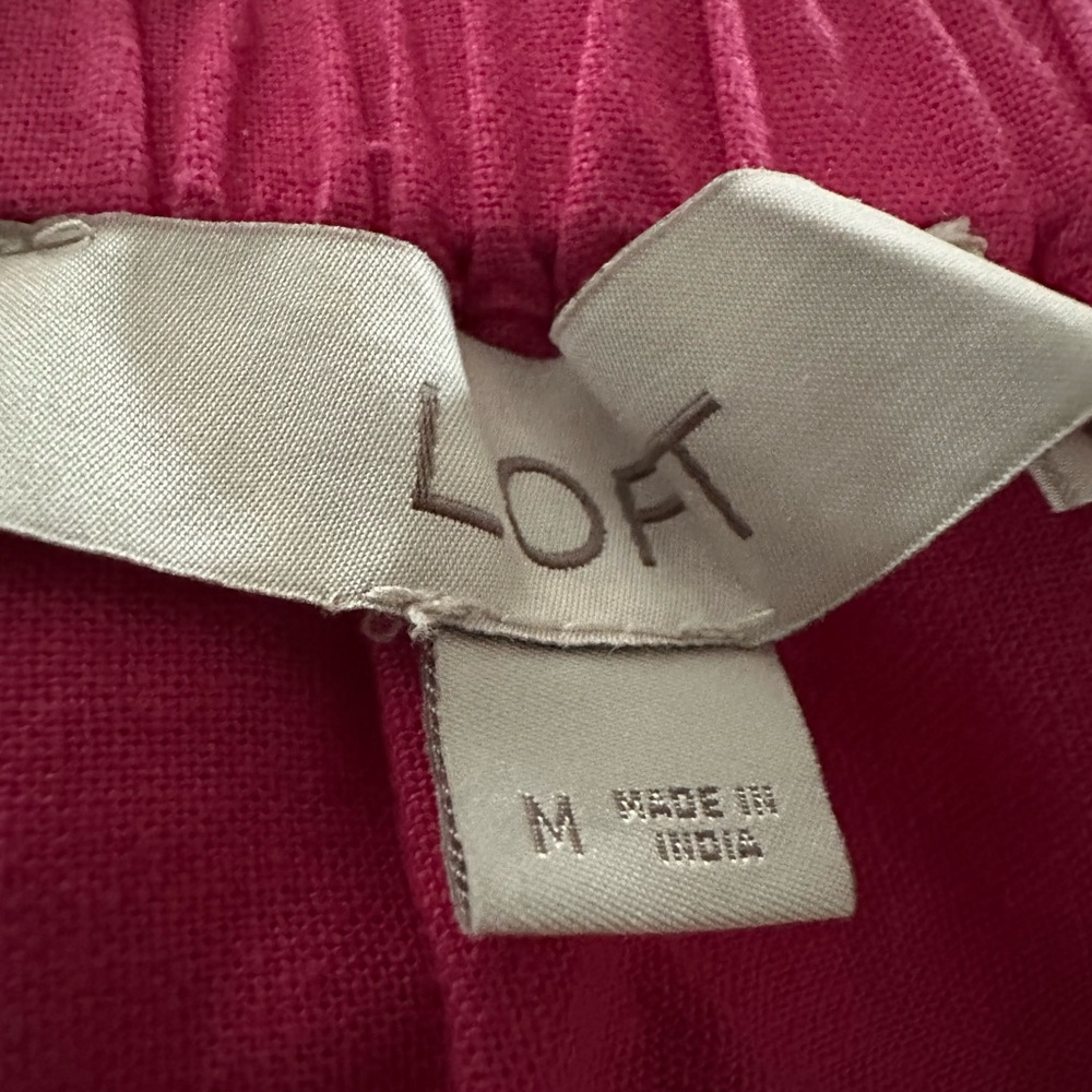 Loft Pink Linen Blend Embroidered Tiered Square Neck Maxi Dress Medium - Picture 3 of 3